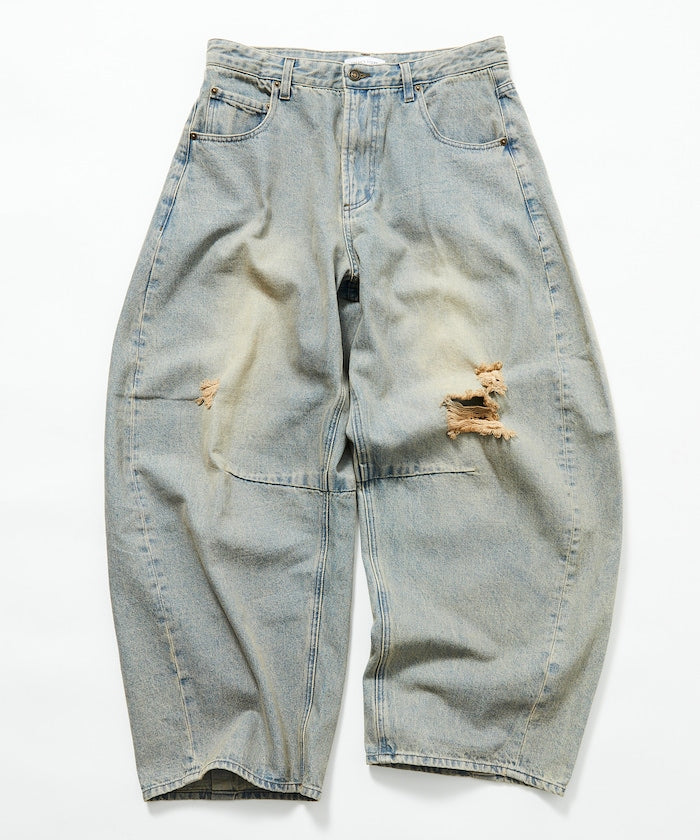 FREAK'S STORE / 寬鬆仿舊弧形牛仔褲