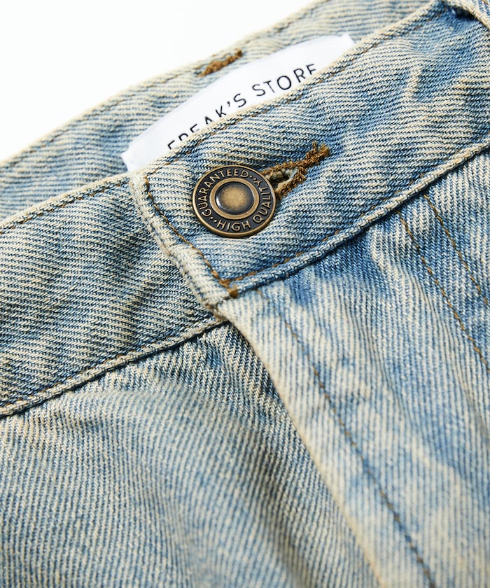 FREAK'S STORE / 寬鬆仿舊弧形牛仔褲