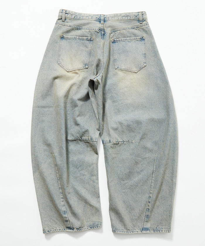 FREAK'S STORE / 寬鬆仿舊弧形牛仔褲