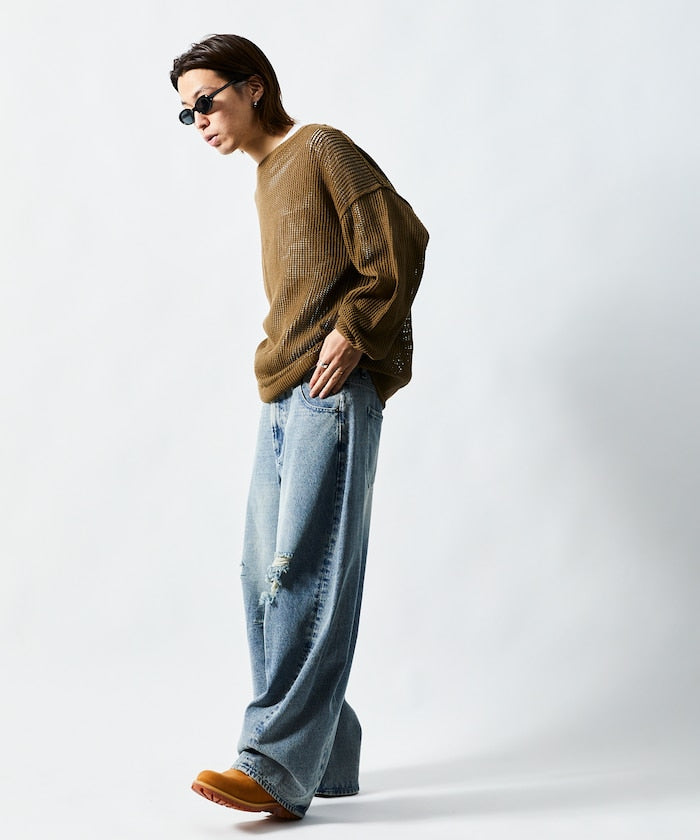 FREAK'S STORE / 寬鬆仿舊弧形牛仔褲