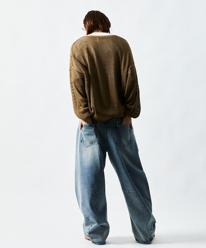 FREAK'S STORE / 寬鬆仿舊弧形牛仔褲