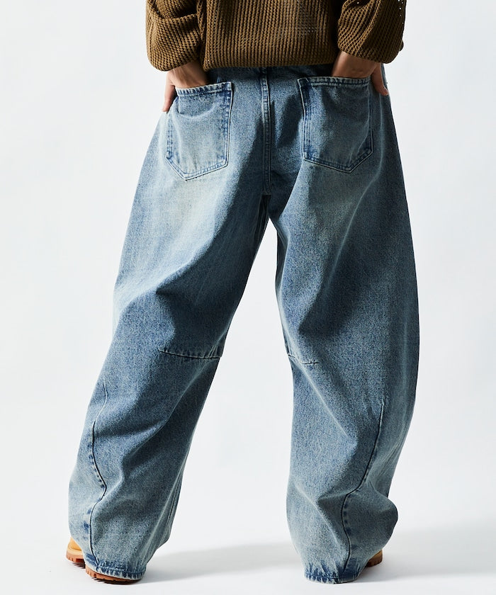 FREAK'S STORE / 寬鬆仿舊弧形牛仔褲