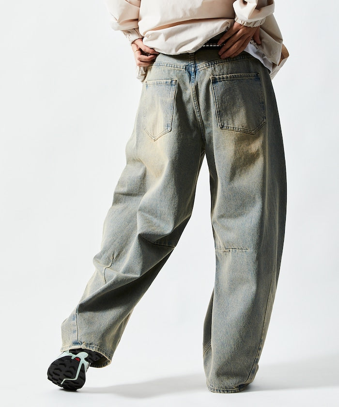 FREAK'S STORE / 寬鬆仿舊弧形牛仔褲