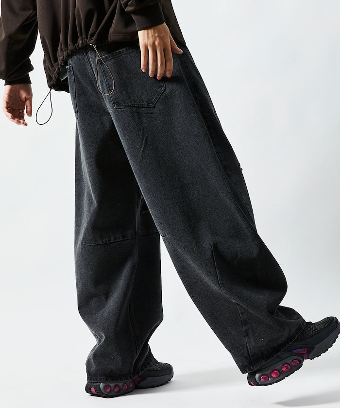 FREAK'S STORE / 寬鬆仿舊弧形牛仔褲