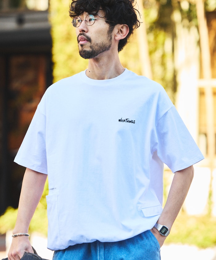 WILD THINGS×FREAK'S STORE / 別注側袋設計 抽繩下擺 短袖T恤