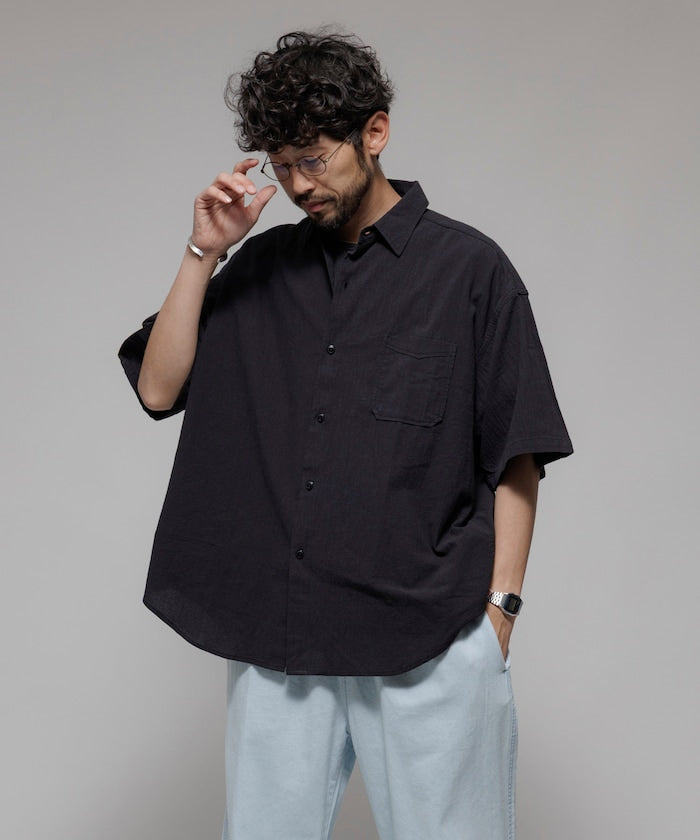 HINSON / 別注 皺感 短袖襯衫