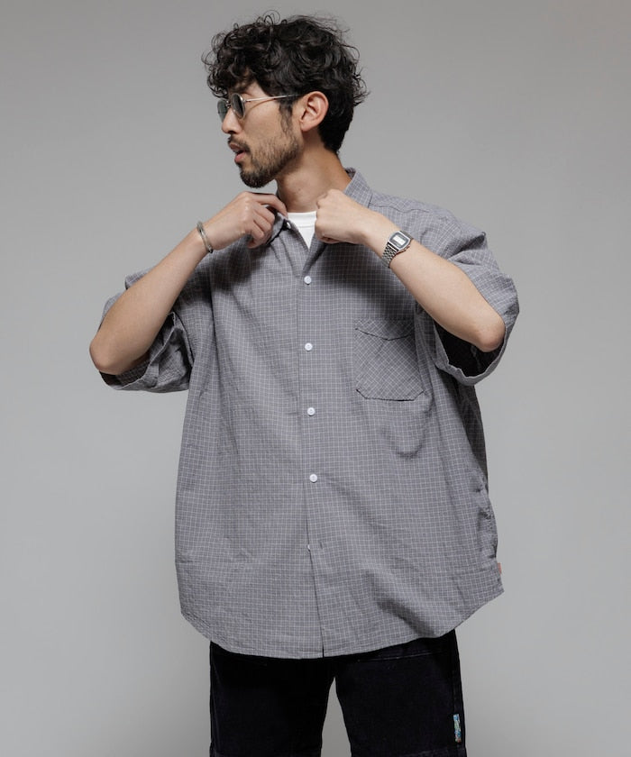 HINSON / 別注 皺感輕薄 短袖襯衫