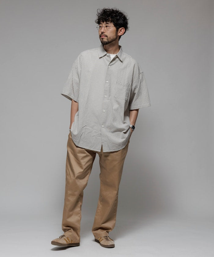 HINSON / 別注 皺感輕薄 短袖襯衫