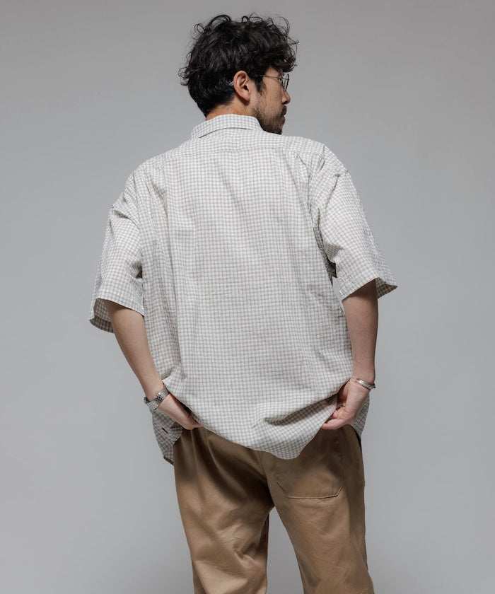 HINSON / 別注 皺感輕薄 短袖襯衫