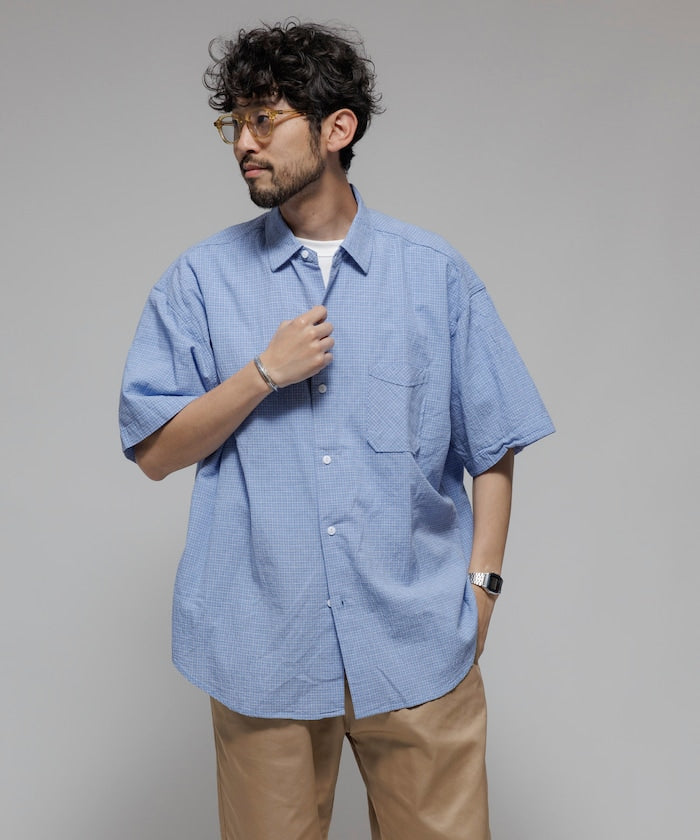 HINSON / 別注 皺感輕薄 短袖襯衫