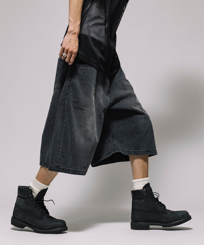 FREAK’S STORE / 寬版弧形 水洗 九分 牛仔短褲