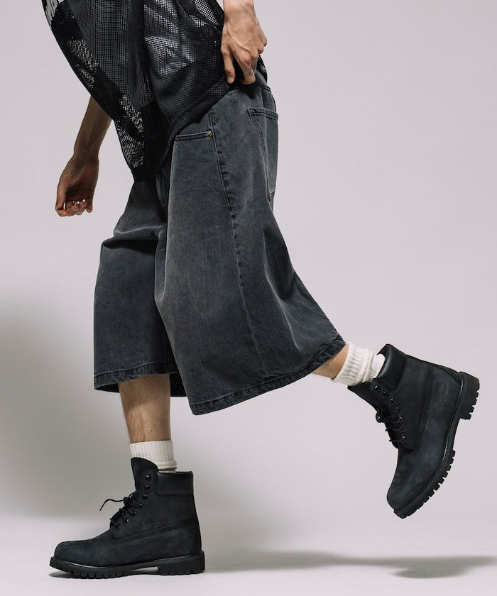 FREAK’S STORE / 寬版弧形 水洗 九分 牛仔短褲