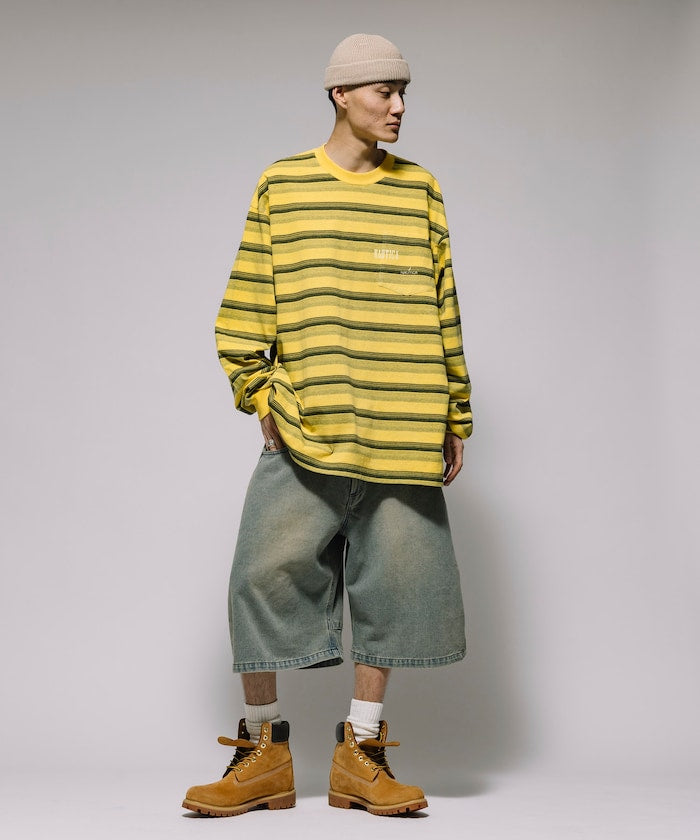 FREAK’S STORE / 寬版弧形 水洗 九分 牛仔短褲