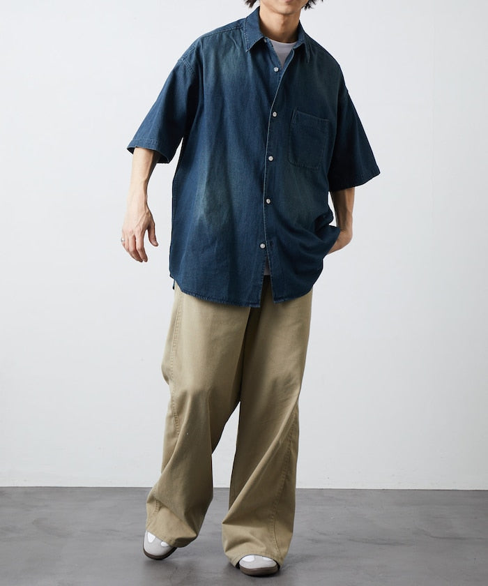 FREAK’S STORE / 寬版 丹寧 短襯衫