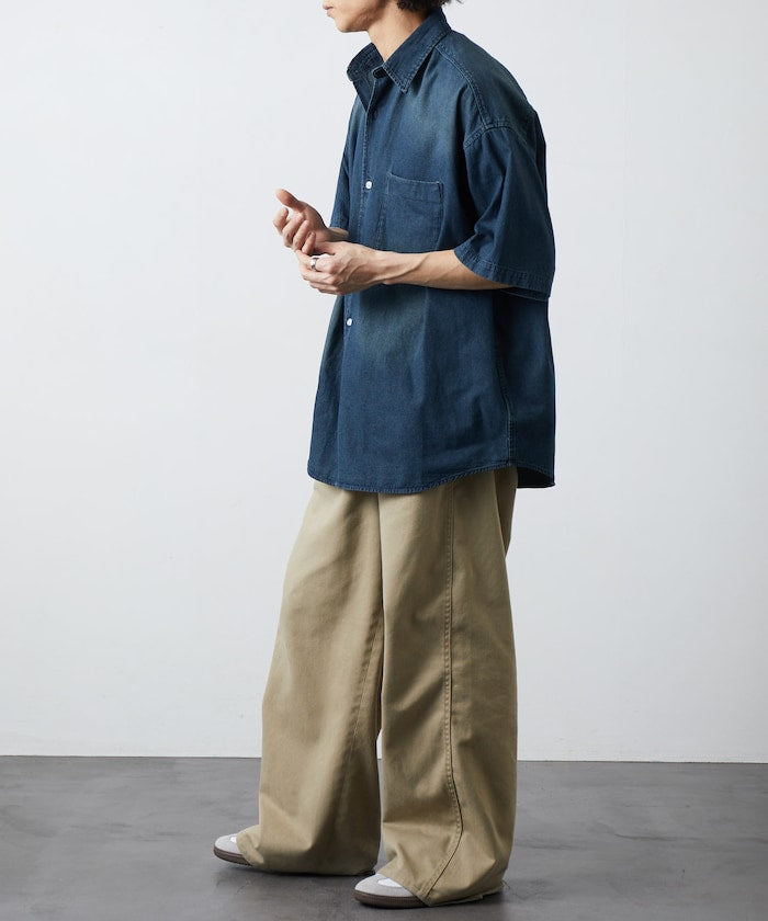 FREAK’S STORE / 寬版 丹寧 短襯衫