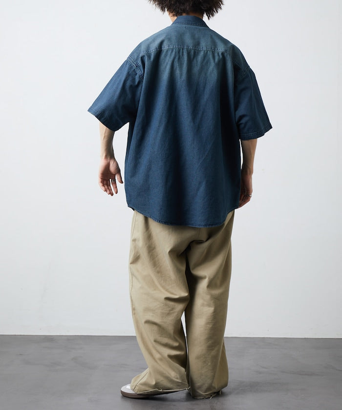 FREAK’S STORE / 寬版 丹寧 短襯衫