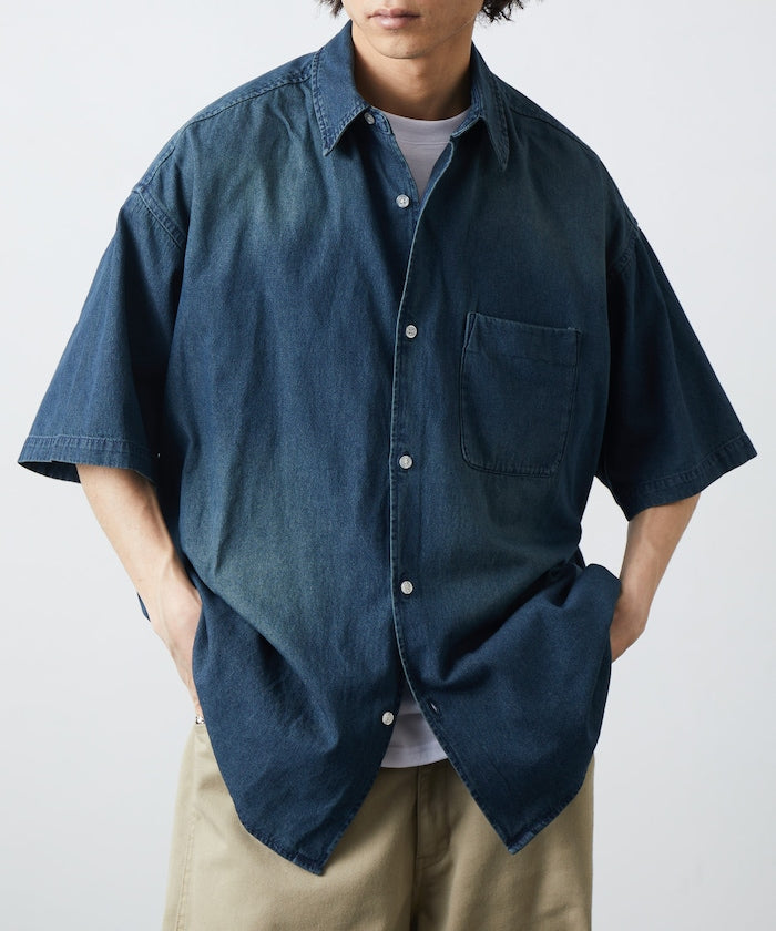 FREAK’S STORE / 寬版 丹寧 短襯衫