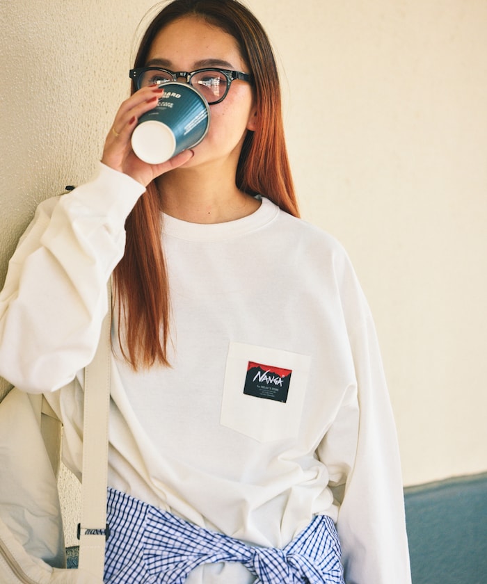 NANGA × FREAK'S STORE ECO HYBRID LOGO LS TEE / 長袖T恤 *10月上旬出貨