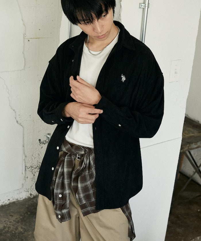 U.S. POLO ASSN. / 刺繡 寬版 燈芯絨 襯衫