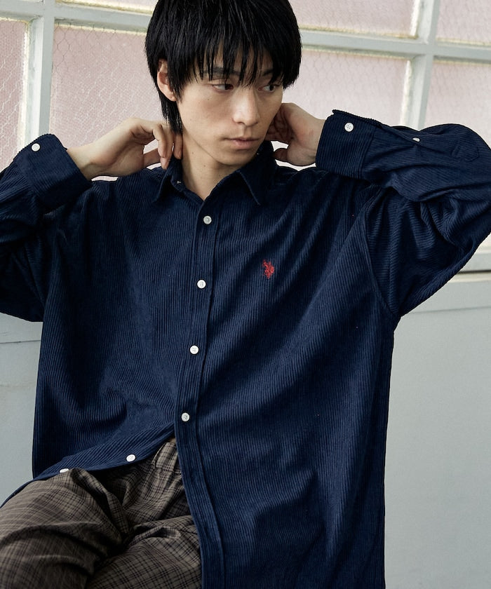 U.S. POLO ASSN. / 刺繡 寬版 燈芯絨 襯衫