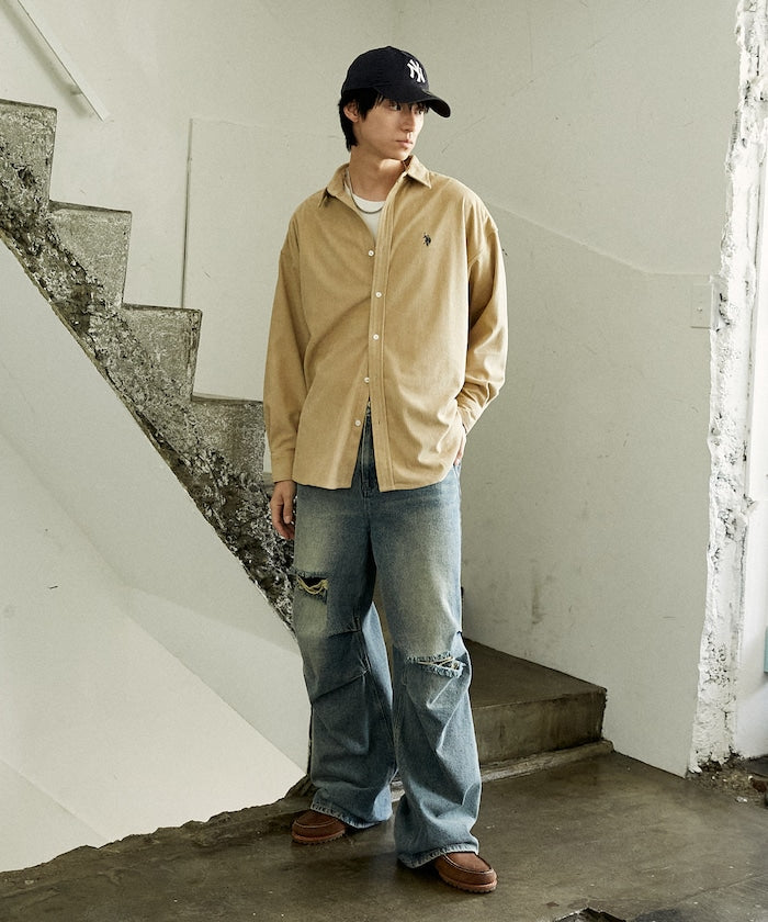 U.S. POLO ASSN. / 刺繡 寬版 燈芯絨 襯衫