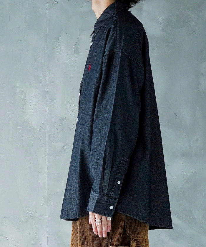 U.S. POLO ASSN. / 刺繡寬版丹寧襯衫