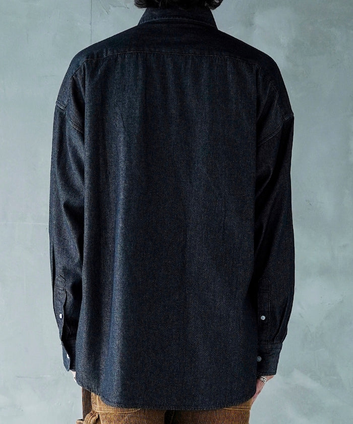 U.S. POLO ASSN. / 刺繡寬版丹寧襯衫