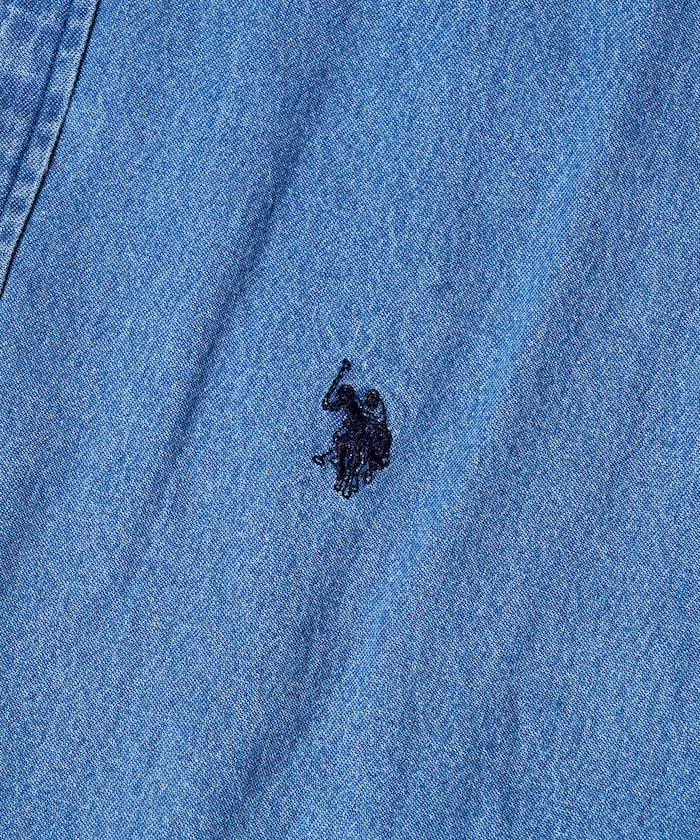 U.S. POLO ASSN. / 刺繡寬版丹寧襯衫