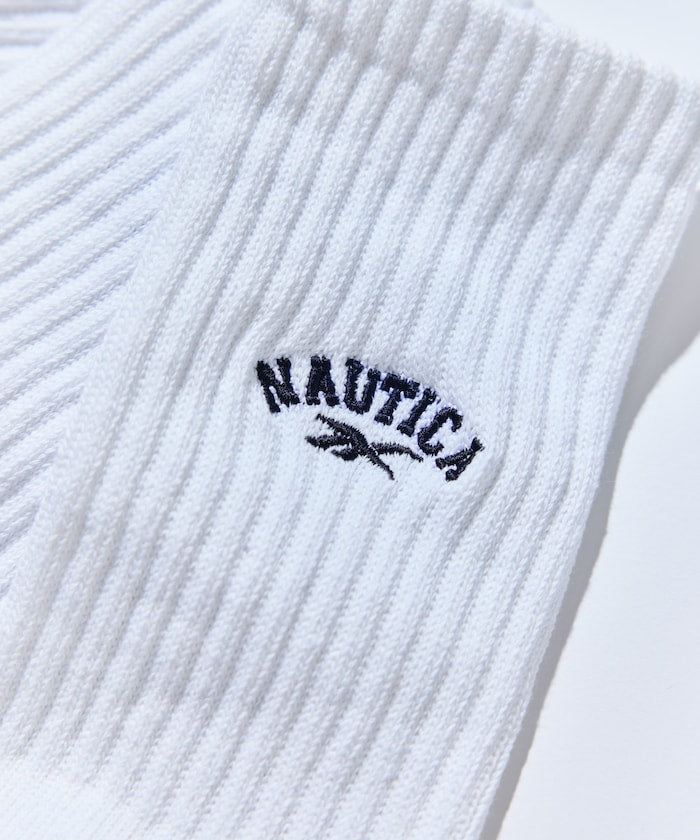 NAUTICA X REEBOK / 三入刺繡運動中筒襪組