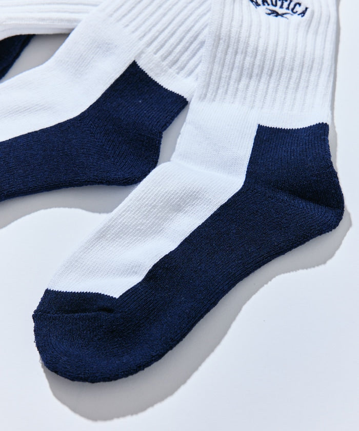 NAUTICA X REEBOK / 三入刺繡運動中筒襪組