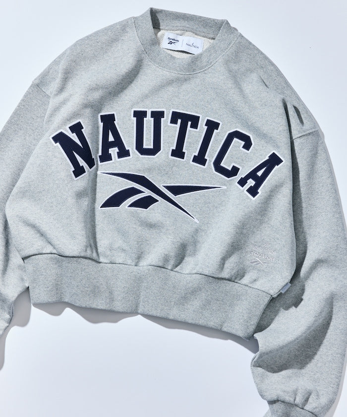 NAUTICA X REEBOK / 弧形LOGO落肩短版 圓領衫 (女生)