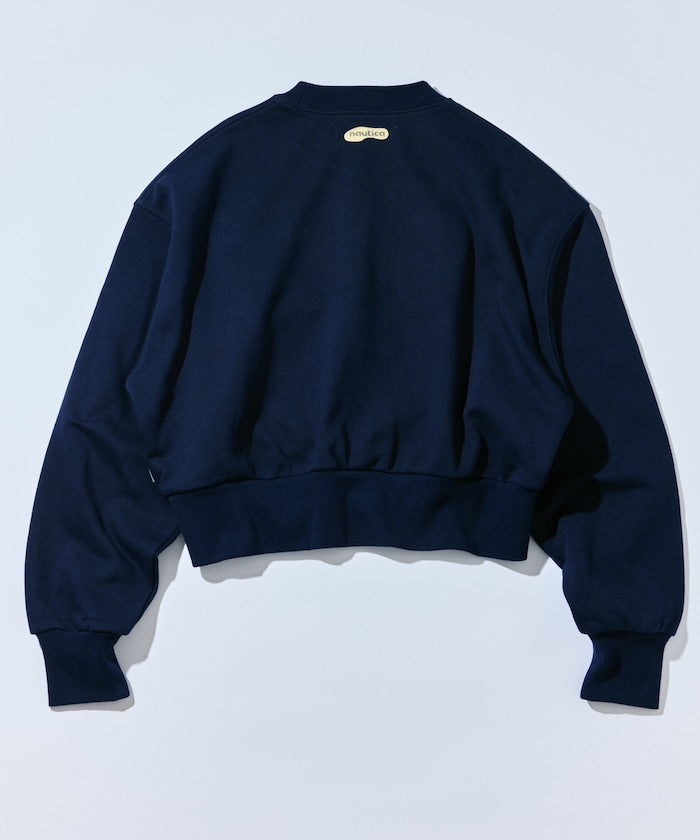 NAUTICA X REEBOK / 弧形LOGO落肩短版 圓領衫 (女生)