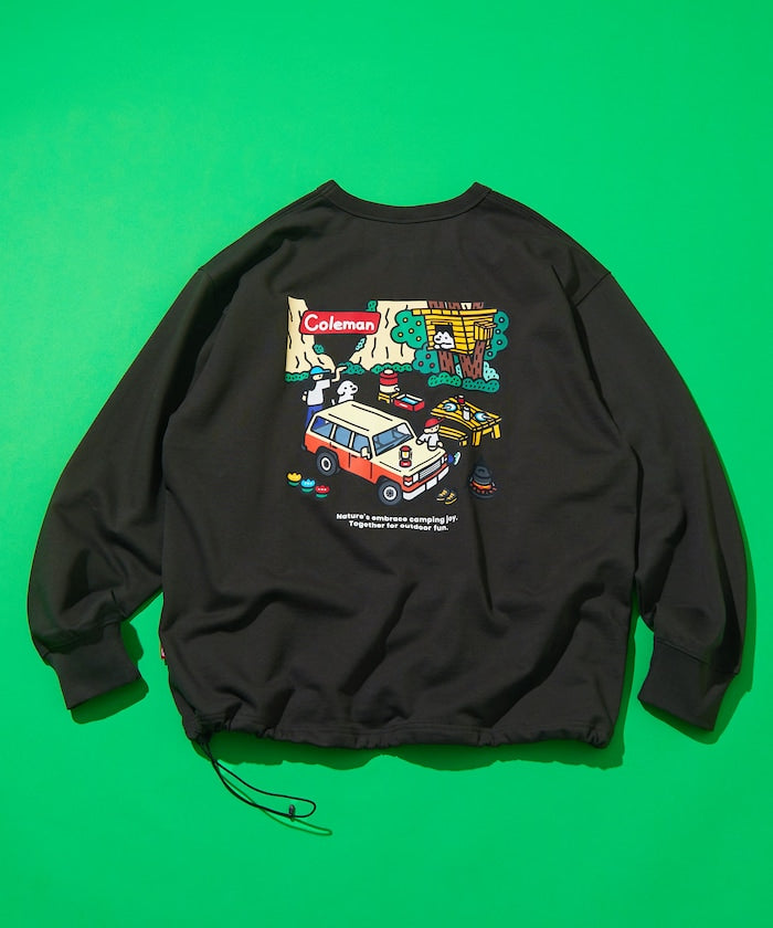 COLEMAN X FREAK’S STORE / 別注 ROCKY CAMPING 繪圖抽繩下擺 圓領衫