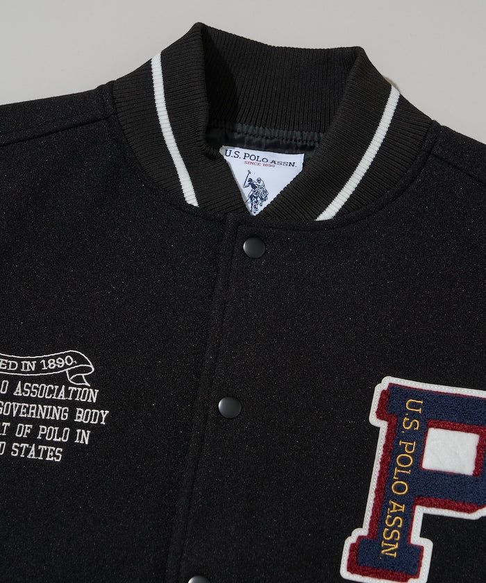 U.S. POLO ASSN. / 合成皮革拼接經典棒球外套