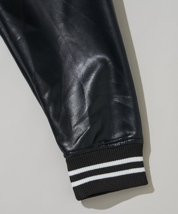 U.S. POLO ASSN. / 合成皮革拼接經典棒球外套