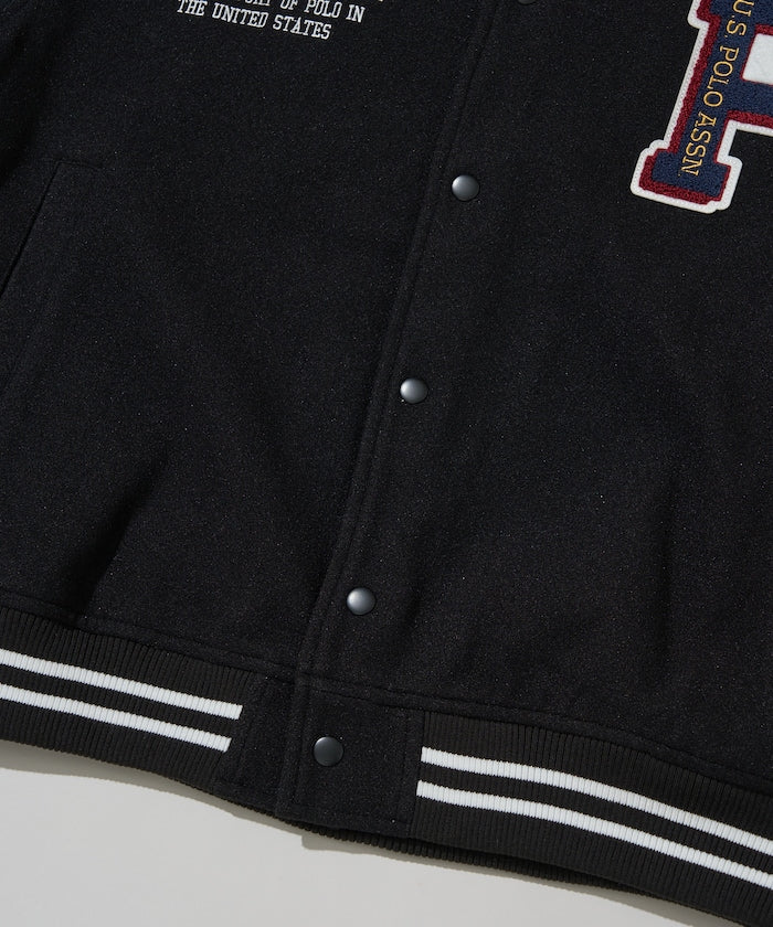 U.S. POLO ASSN. / 合成皮革拼接經典棒球外套