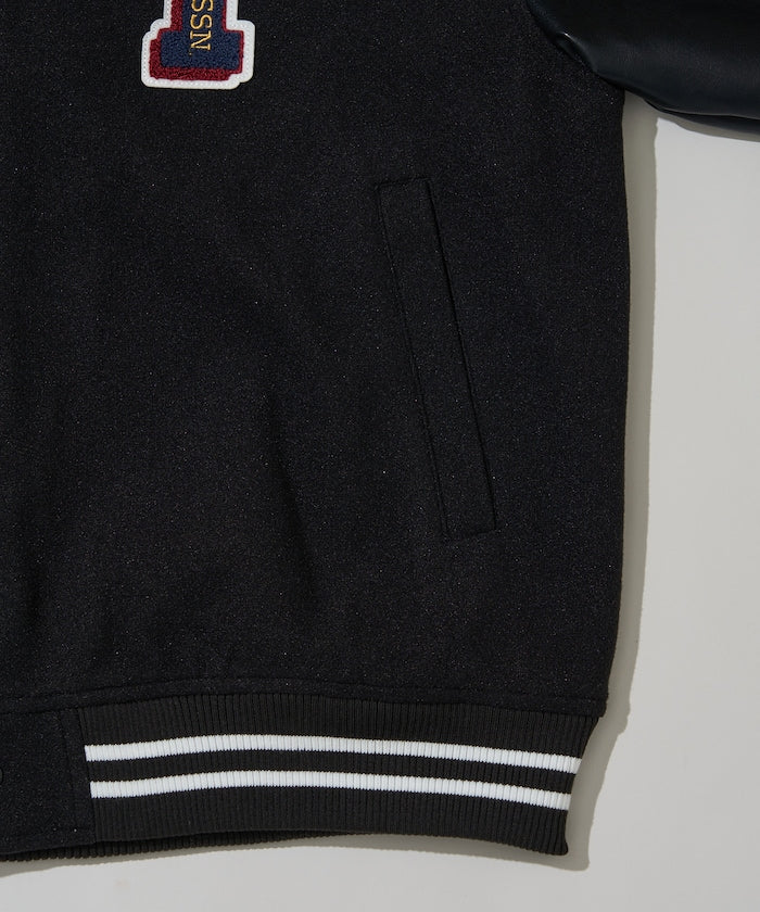 U.S. POLO ASSN. / 合成皮革拼接經典棒球外套