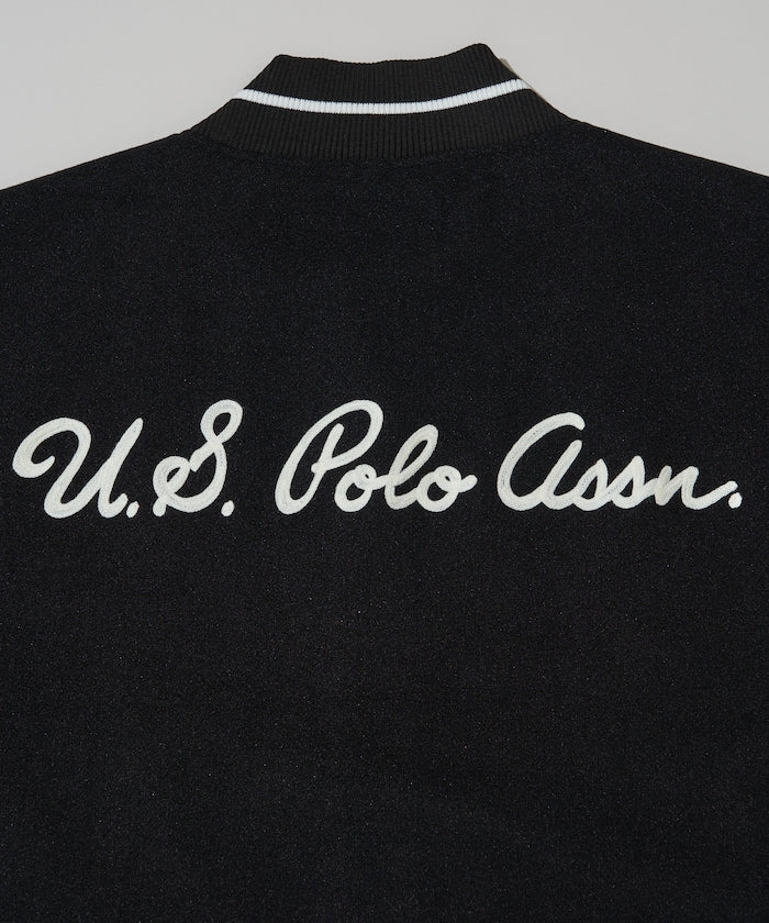 U.S. POLO ASSN. / 合成皮革拼接經典棒球外套