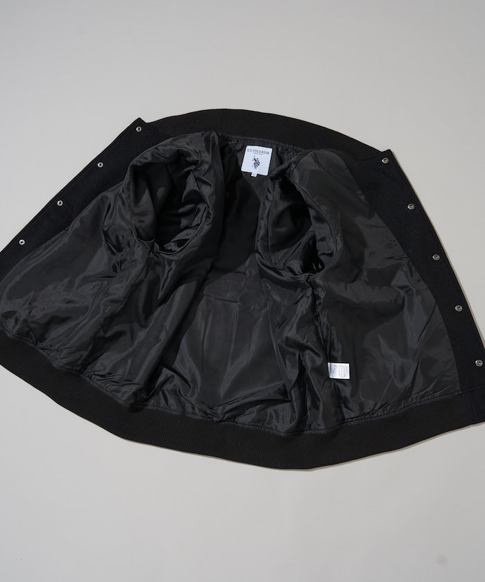 U.S. POLO ASSN. / 合成皮革拼接經典棒球外套