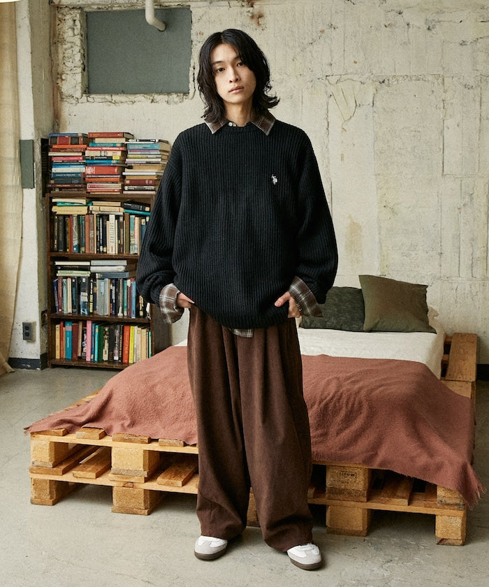 U.S. POLO ASSN. / 刺繡畔編圓領針織衫