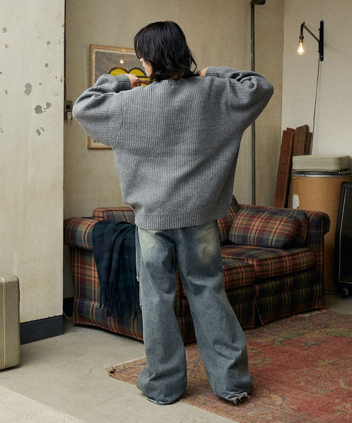 U.S. POLO ASSN. / 刺繡畔編圓領針織衫