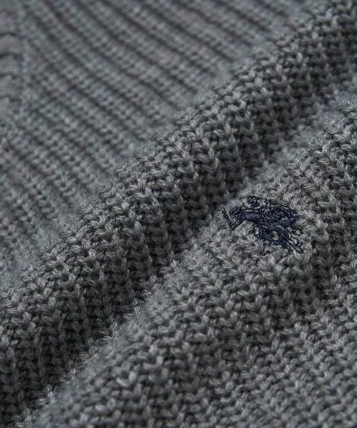 U.S. POLO ASSN. / 刺繡畔編圓領針織衫
