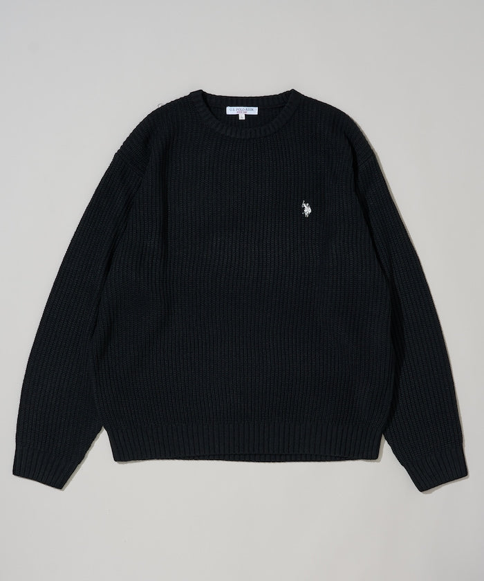 U.S. POLO ASSN. / 刺繡畔編圓領針織衫