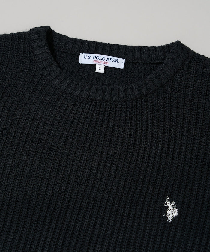 U.S. POLO ASSN. / 刺繡畔編圓領針織衫