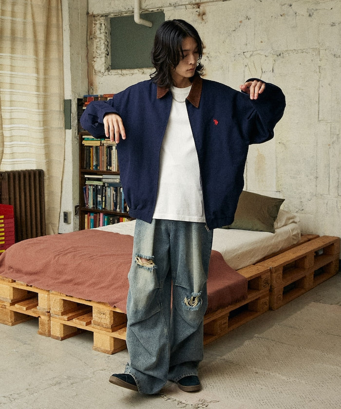 U.S. POLO ASSN. / 燈芯絨 拼接 立領外套