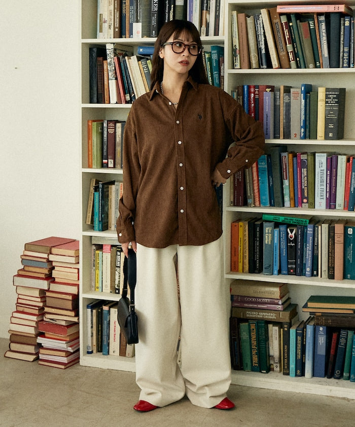 U.S. POLO ASSN. / 刺繡 寬版 燈芯絨 襯衫