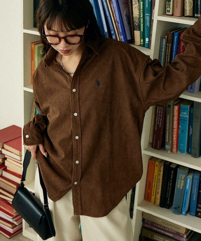 U.S. POLO ASSN. / 刺繡 寬版 燈芯絨 襯衫