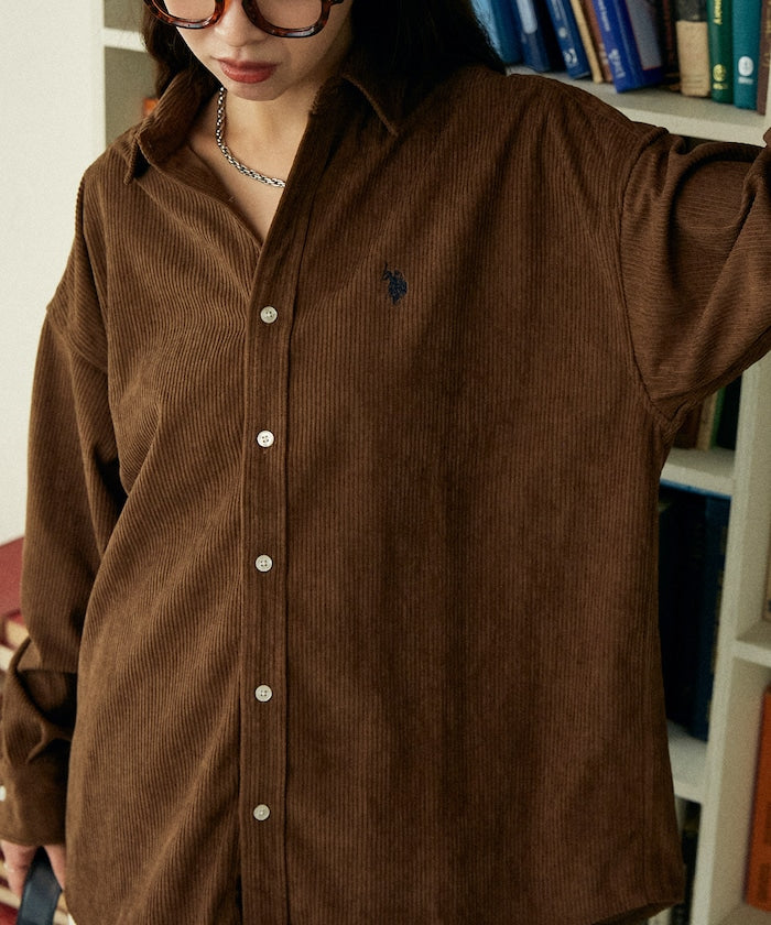 U.S. POLO ASSN. / 刺繡 寬版 燈芯絨 襯衫