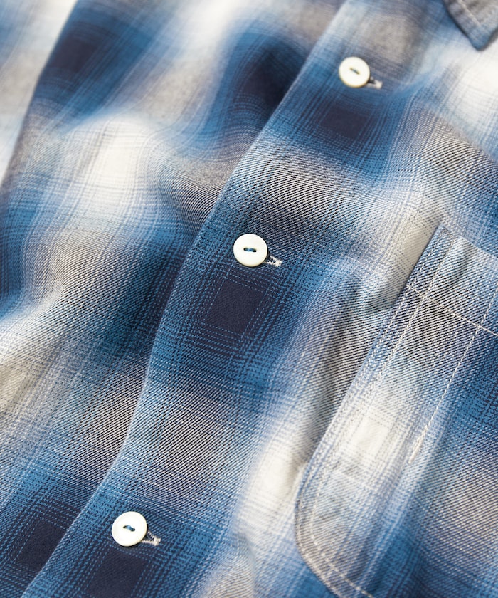 CAHLUMN Magazine Pocket Open Collar Shirt(Ombre) / 雜誌口袋襯衫