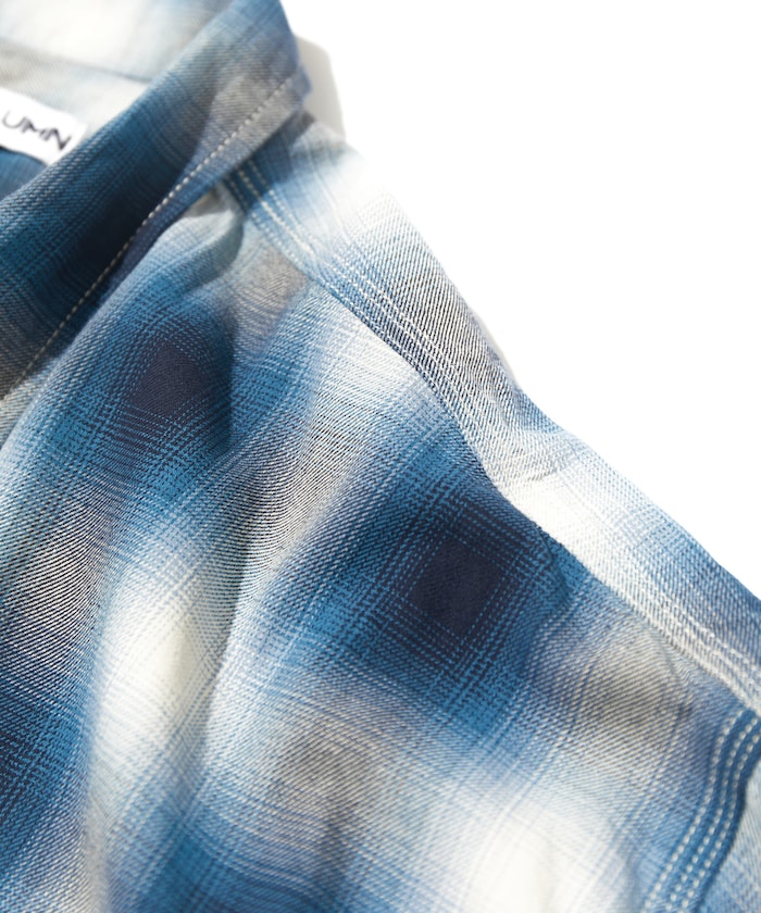 CAHLUMN Magazine Pocket Open Collar Shirt(Ombre) / 雜誌口袋襯衫